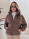 Ženska zimska kratka prešita jakna VIBEGIRL dark beige Dstreet TY4945
