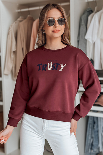 Ženska bluza prevelike velikosti z vezenino SOFTRUS burgundska Dstreet BY1407