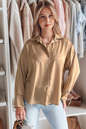 Ženska majica prevelike velikosti SATINIA beige Dstreet DY0451