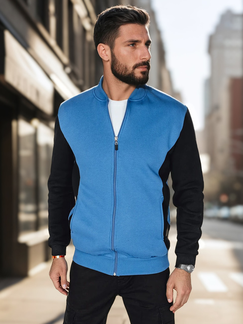 Moška jopa z zadrgo in pokončnim ovratnikom, modra Dstreet BX5905