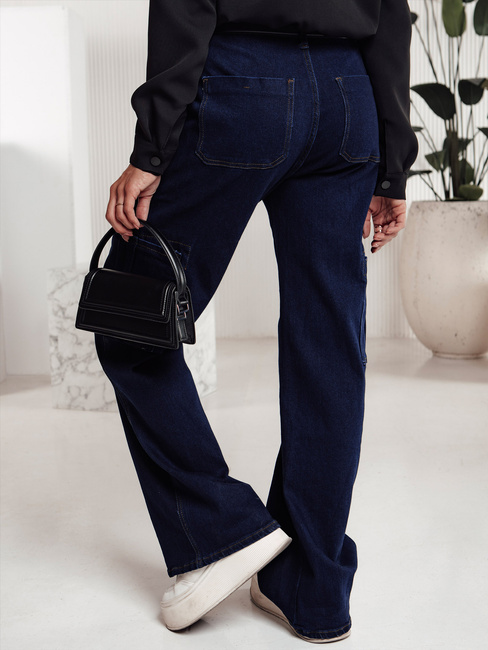 Ženske vrečaste hlače FITZONE denim cargo temno modra Dstreet UY2243