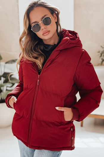 MISSFROST ženska prešita jakna s kapuco bordo barve Dstreet TY4960