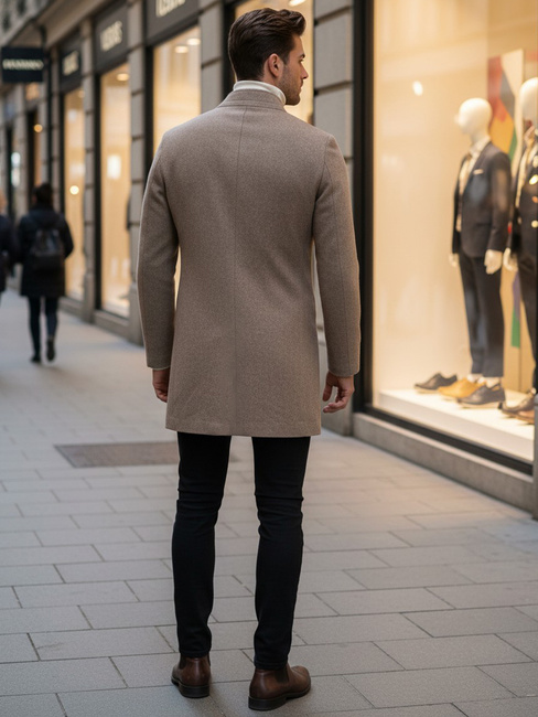 Moški plašč z enim zapenjanjem Barva rjav DSTREET CX0442