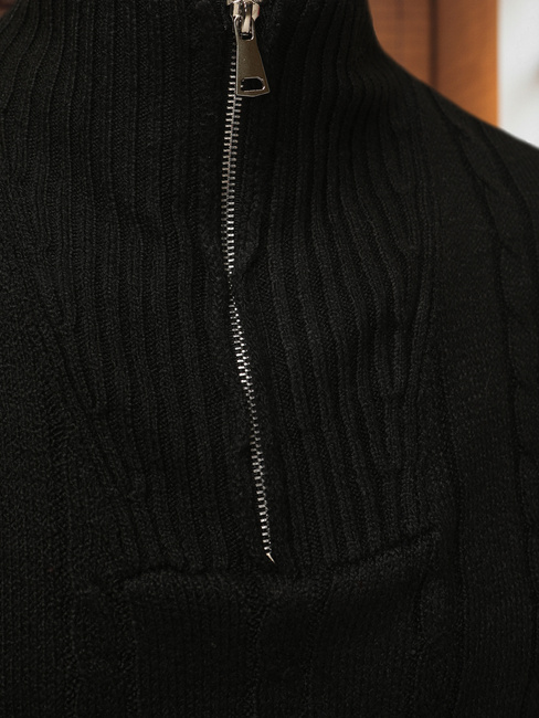 Moški pulover z ovratnikom črne barve Dstreet WX2328