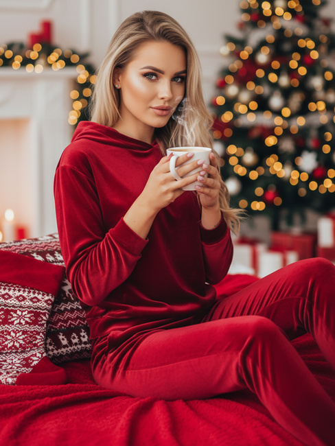 Ženski žametni komplet SO COMFY Barva Klaret DSTREET AY0887z