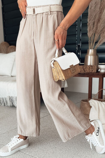 Spodnie damskie dzwony CHIMAS jasnobrązowe Dstreet UY2107