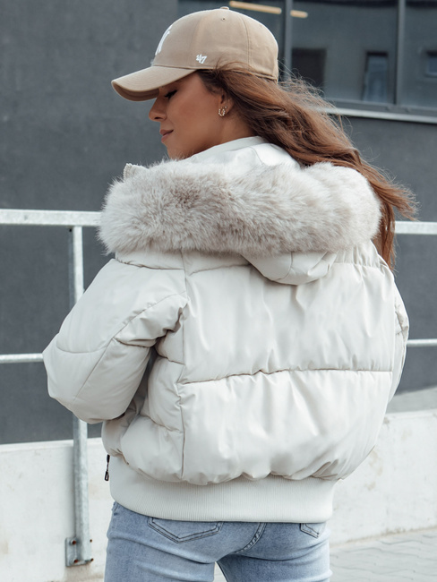 Ženska prešita zimska jakna s krznom COLDPACK bela Dstreet TY4429