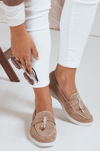 Ženski mokasini iz semiša v bež barvi Dstreet ZY1050