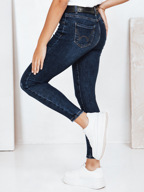 Ženske oprijete kavbojke mornarsko modre barve Dstreet UY2813