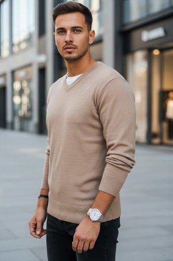 Moški pulover Dstreet s kameljo ličnico WX2318