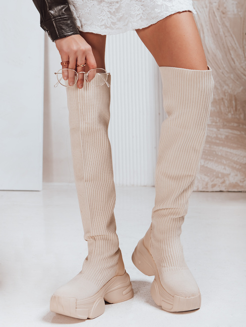 Ženski škornji z nogavicami beige Dstreet ZY1322