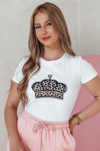 Ženska majica s krono BLINGESSO bela Dstreet RY2878