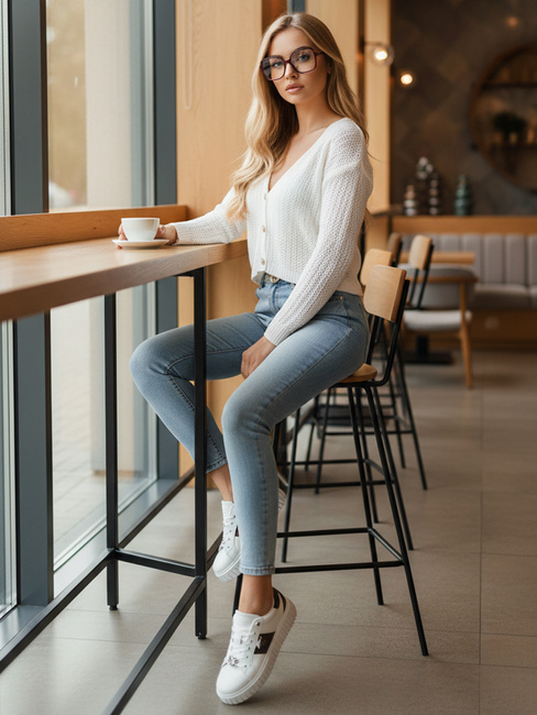 Ženski odprti pulover GOFFY Barva Bela DSTREET MY2278