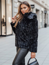 Ženska krznena jakna s kapuco črna Dstreet TY5276z