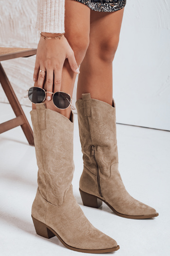 Ženski kavbojski škornji beige Dstreet ZY1091