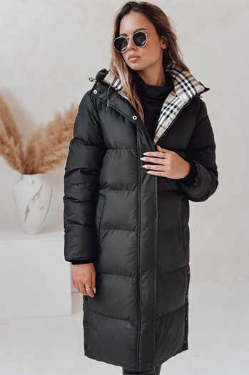 WINTERMISS ženska zimska dolga prešita jakna s kapuco črna Dstreet TY4967