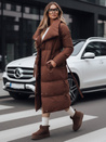 Ženski dolgi prešiti plašč FAVI rjave barve Dstreet TY4962