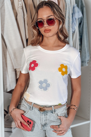 Ženska cvetlična majica DAISYLA bela Dstreet RY2742