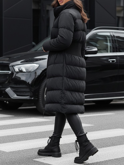 Ženska zimska dolga prešita jakna FABWARM black Dstreet TY4620