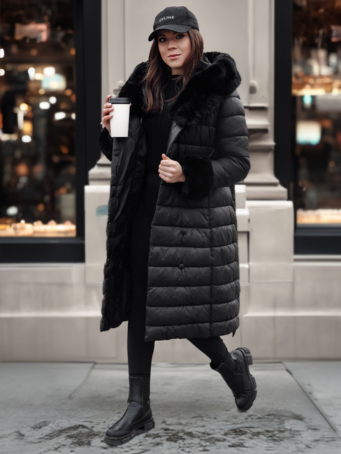 Ženska prešita dolga jakna ZAELEGANTE black Dstreet TY4779