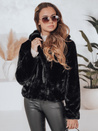 Ženski krznen plašč GLAMFLUFFY kratek črn Dstreet TY4985