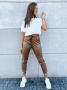 Ženske povoščene hlače TERRACE Barva kamela DSTREET UY1696