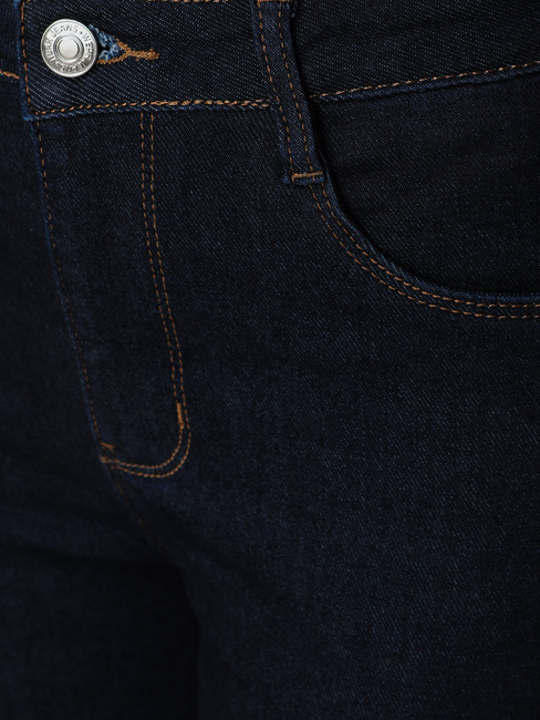 Ženske oprijete kavbojke z visokim pasom mornarsko modre barve Dstreet UY2865