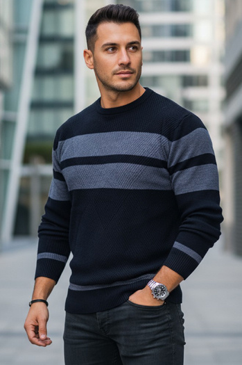 Moški pulover v mornarsko modri barvi Dstreet WX2330