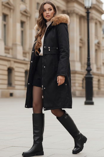 Ženska zimska jakna parka z umetnim krznom črna Dstreet TY5110