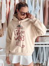 Ženska prevelika majica s kapuco LOVEWILL beige Dstreet BY1471