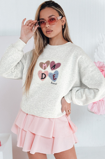 Ženska prevelika majica s srčki MADELIN siva Dstreet BY1459