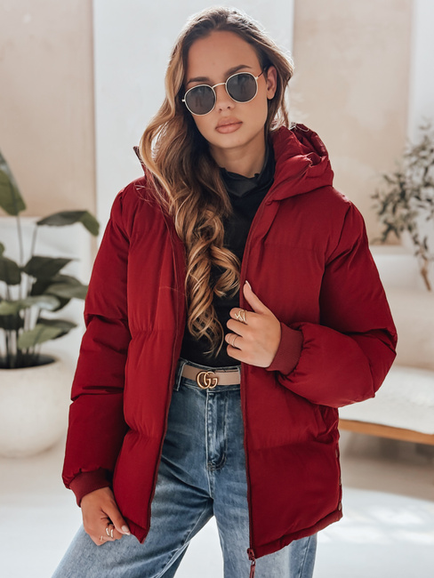 MISSFROST ženska prešita jakna s kapuco bordo barve Dstreet TY4960