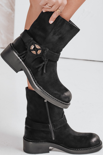 Ženski semiš škornji črni Dstreet ZY1097