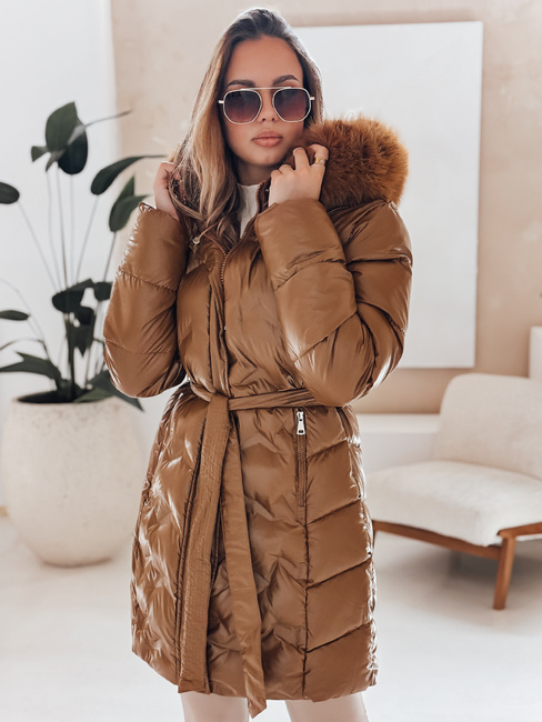 Ženska zimska jakna CASSERIE prešita s kapuco kava Dstreet TY4925