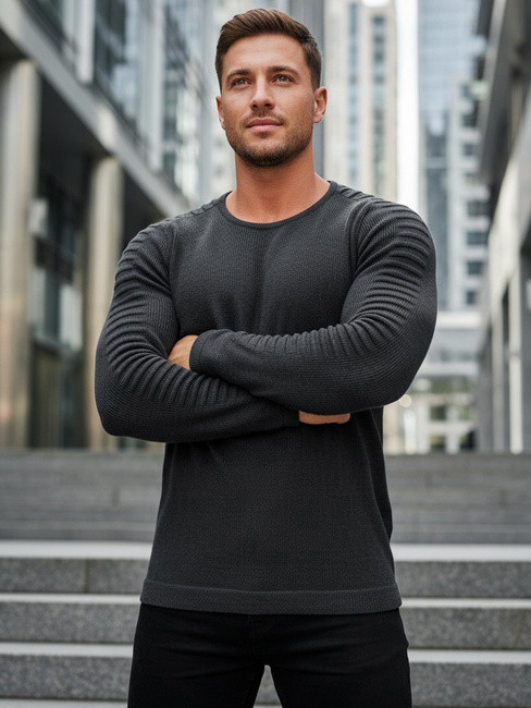 Moški klasičen pulover Barva Antracitna DSTREET WX1604