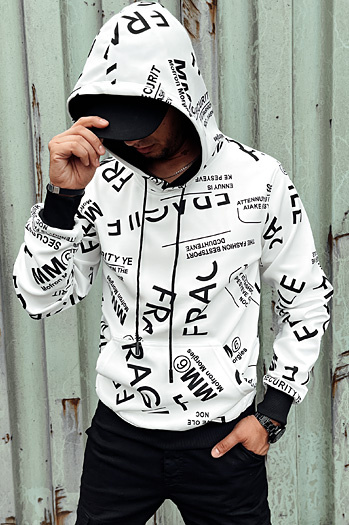 Bluza męska z kapturem biała Dstreet BX5780