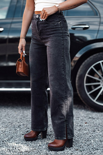 JEANDII ženske hlače iz džinsa s potegi črne Dstreet UY2209