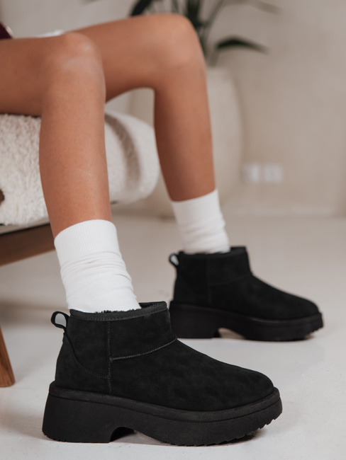 Ženski snežni škornji z debelim podplatom črni Dstreet ZY1284