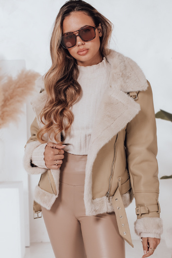 Ženska zimska bunda ramones s krznom bež barve Dstreet TY4993