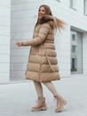 Ženska prešita zimska jakna s krznom STYLEBELLA beige Dstreet TY4609