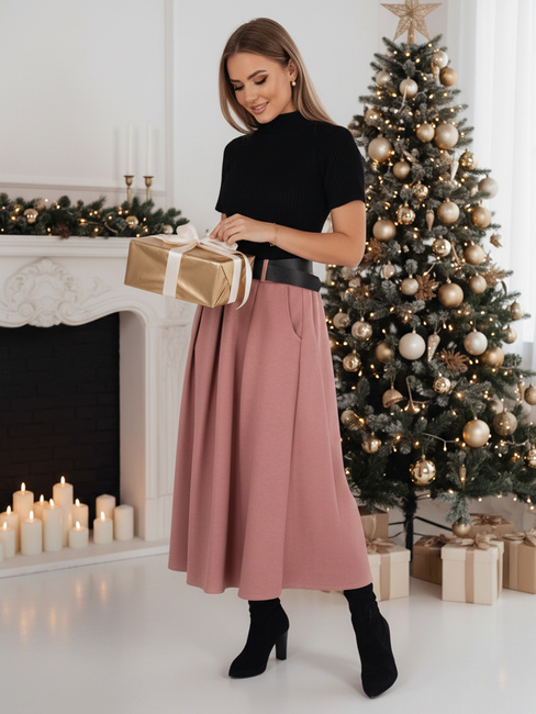 Žensko midi krilo roza Dstreet CY0476z