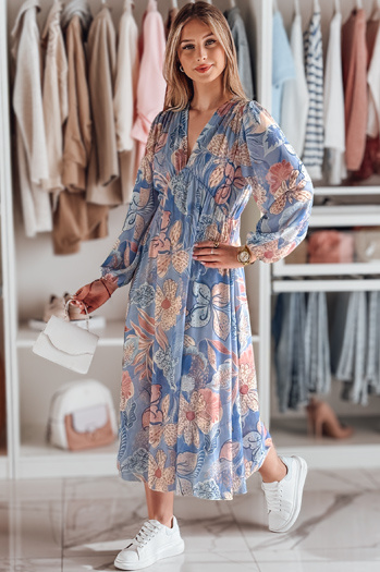 Ena velikost midi cvetlične obleke LILOVIE svetlo modra Dstreet EY2570