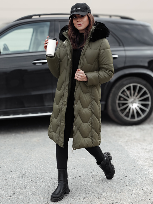 Ženska zimska jakna prešita dolga WINTERACT zelena Dstreet TY4776