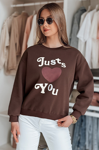 Ženska bluza s potiskom JUST LOVE YOU rjave barve Dstreet BY1477