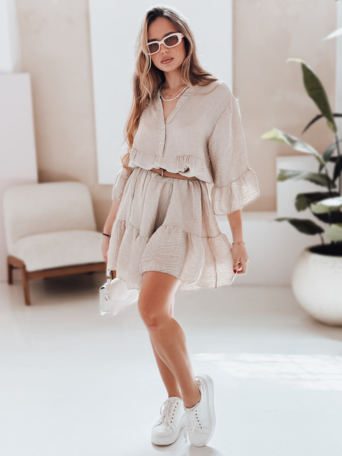 Poletna muslinska obleka LYVONNE light beige Dstreet EY2615