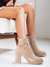 Ženski semiš škornji s peto, bež Dstreet ZY1265