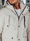 Moška zimska jakna s kapuco svetlo bež Dstreet TX5109