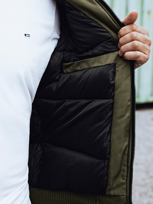 Moška zimska bunda s snemljivo kapuco zelena Dstreet TX4836