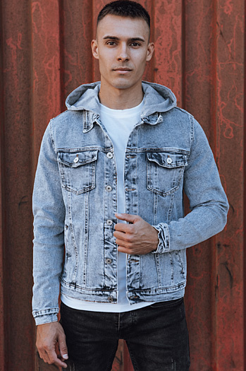 Moška džins jakna s kapuco modra Dstreet TX4850