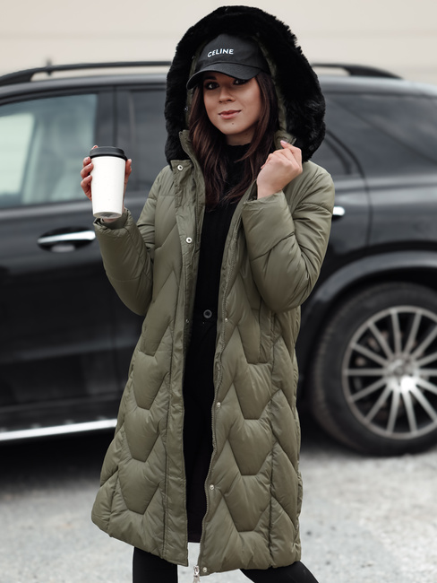 Ženska zimska jakna prešita dolga WINTERACT zelena Dstreet TY4776